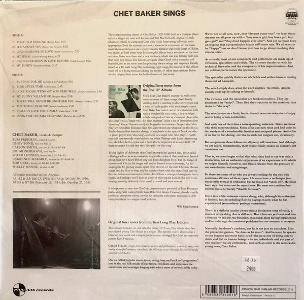 Chet Baker – Chet Baker Sings - Imagen 2